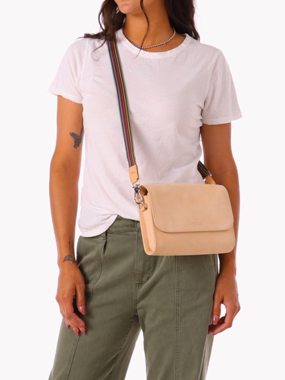 Consuela On The Town Diego Crossbody Bag w/ Removable Striped Strap - $275 New!